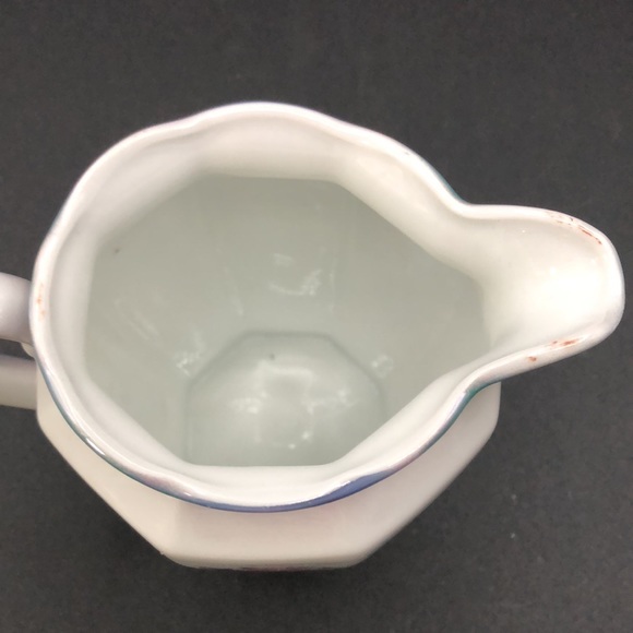 Vintage Blue Lusterware White with Pink  Floral Transfer Jug Made in Germany - Picture 6 of 7